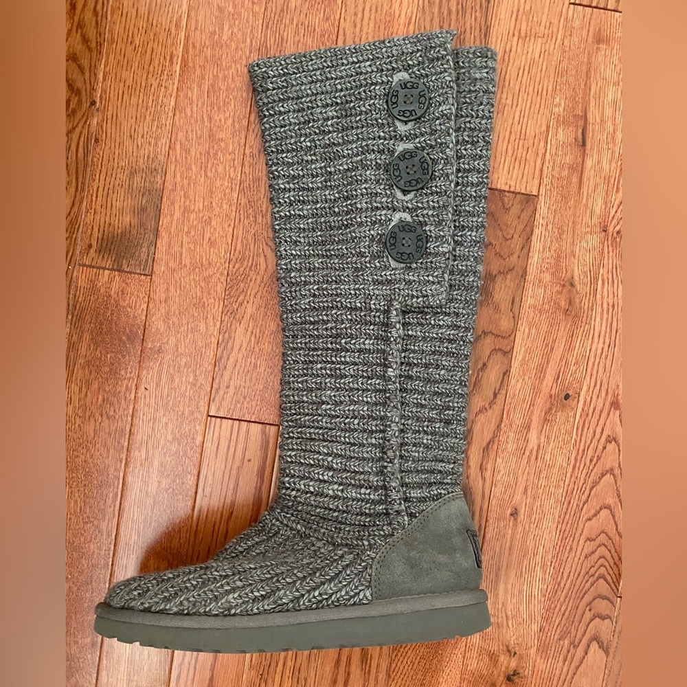 Gray Knit Ugg Sweater Boot Size 8 - image 5